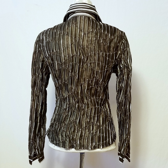 Samuel Dong Pleated Striped Hand Dyed Shirt Sz M - Picture 4 of 9